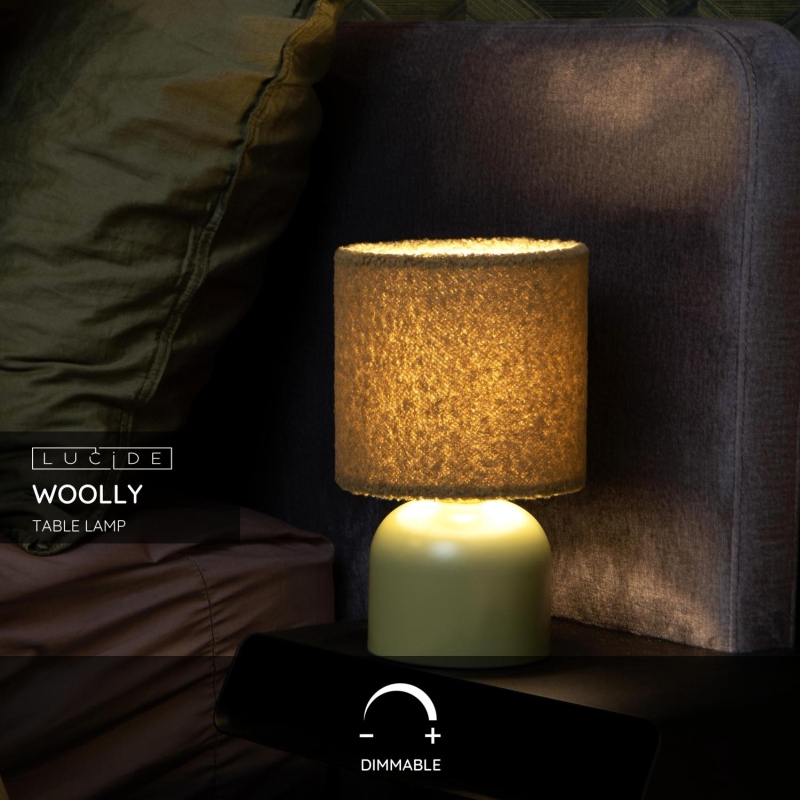 Lucide WOOLLY - Stolná lampa - Ø 16 cm - 1xE14 - Zelená